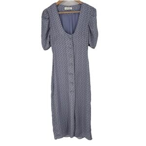 Anna Nata Womens Button Up Ditsy Floral Midi Dress Size XS Modal Cottagecore